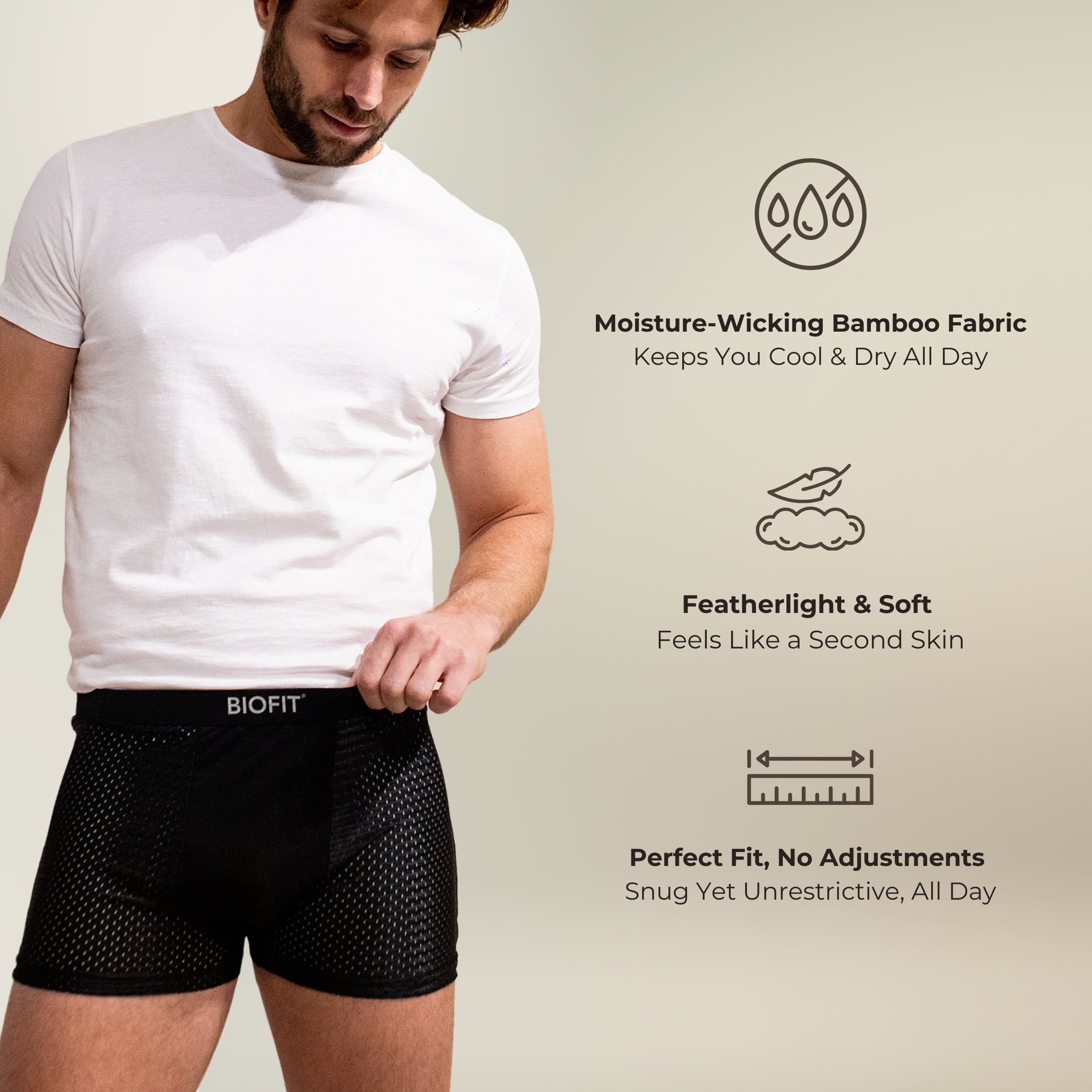 Pack de 5 bóxers de bambú BIOFIT® en color gris | + 5 GRATIS