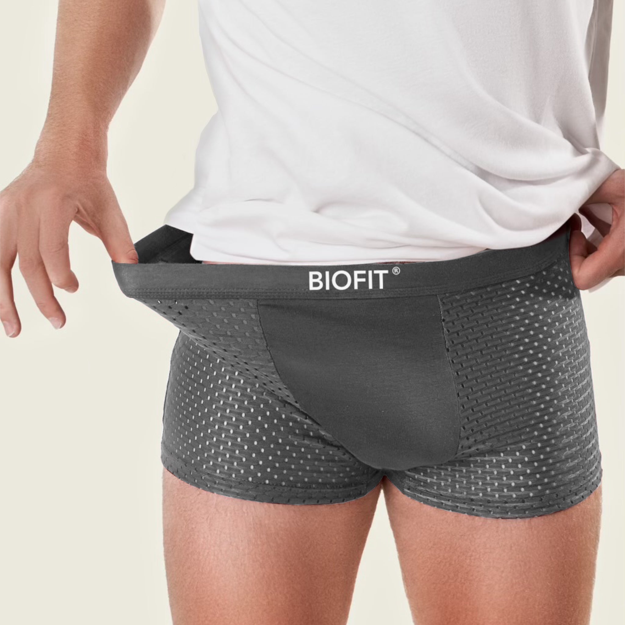 Pack de 5 bóxers de bambú BIOFIT® en color gris | + 5 GRATIS